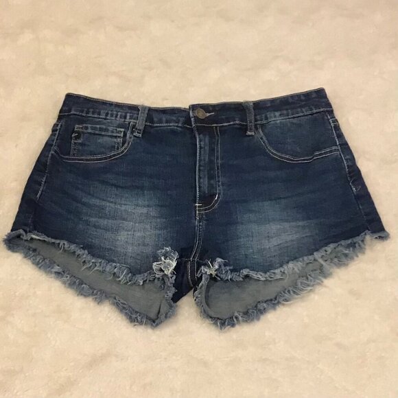 KanCan 13 (30) Denim Women’s Shorts Frayed Hem Jeans Cutoffs Stretch KC6033M - Picture 2 of 9